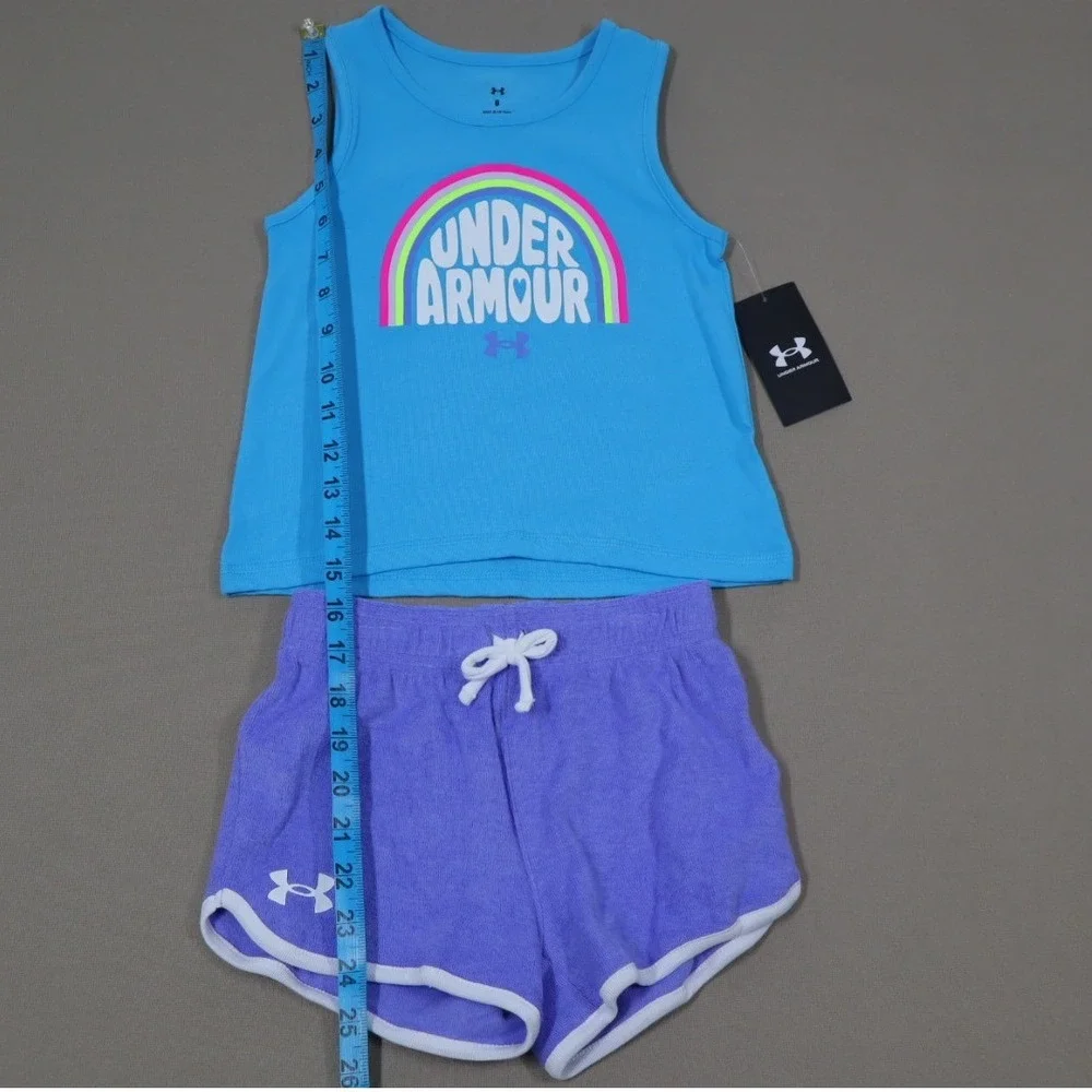 Under Armour Little Girls‎ Rainbow Wordmark Tank and Shorts Set - Blue Surf - 6
